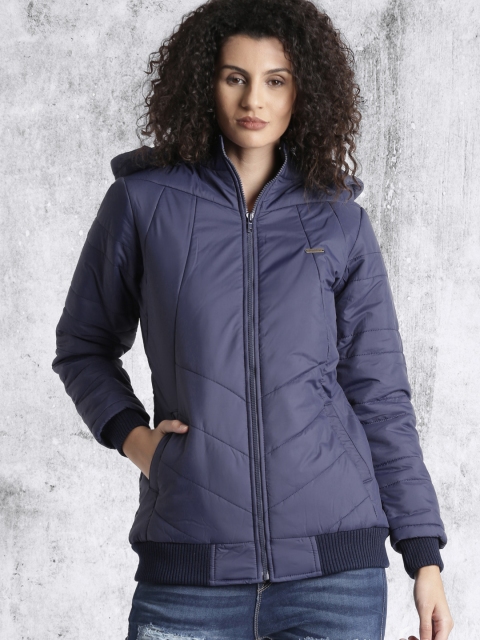 

Roadster Women Blue Solid Padded Jacket