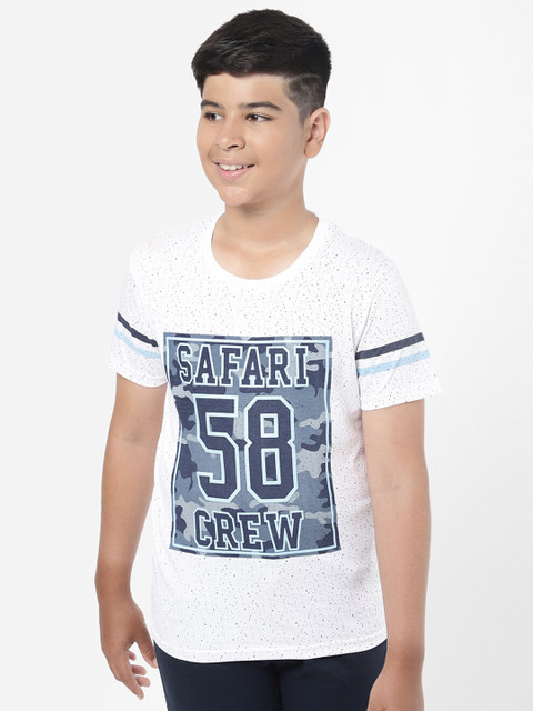 

R&B Boys White Typography Printed V-Neck T-shirt