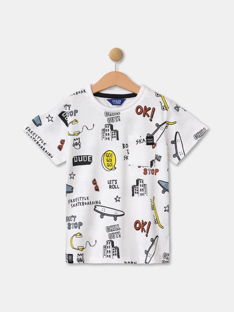 

R&B Boys White Printed T-shirt
