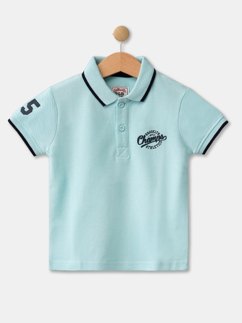 

R&B Boys Blue Polo Collar Applique T-shirt