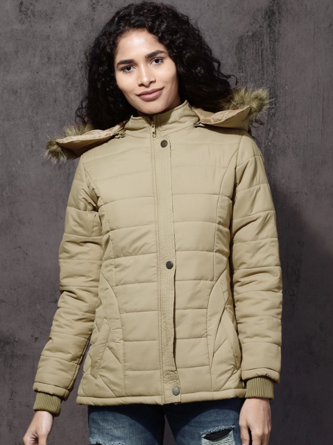 

Roadster Women Beige Solid Padded Jacket