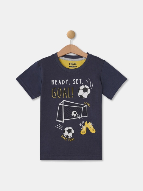 

R&B Boys Grey Printed Mandarin Collar Monochrome T-shirt