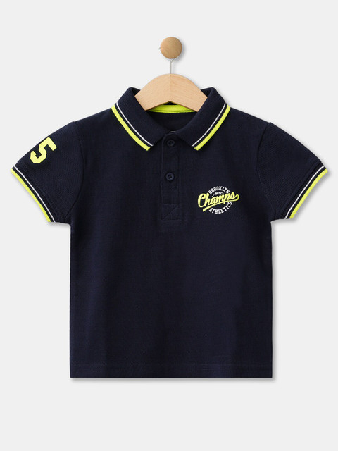 

R&B Boys Navy Blue Polo Collar Applique T-shirt