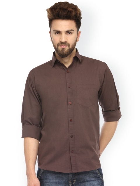 JAINISH Men Coffee Brown Regular Fit Solid Casual Shirt available at myntra for Rs.382