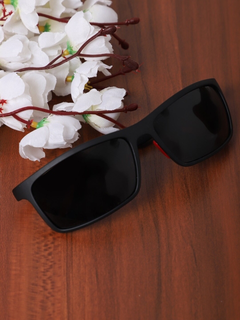 

MARC LOUIS Men Grey Lens & Black Rectangle Sunglasses with Polarised Lens