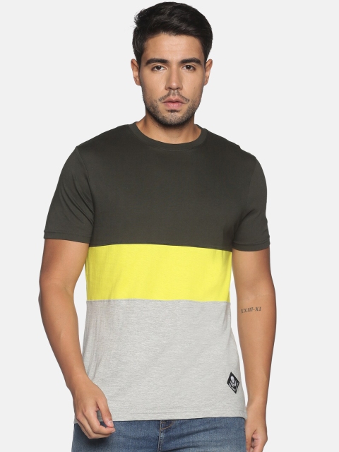 

OHA BOY Men Grey & black ink Colourblocked T-shirt