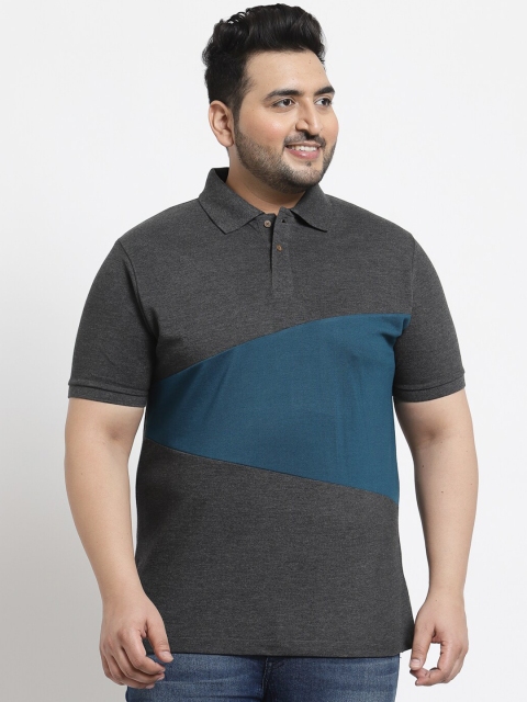 

Kalt Men Grey Colourblocked Polo Collar T-shirt