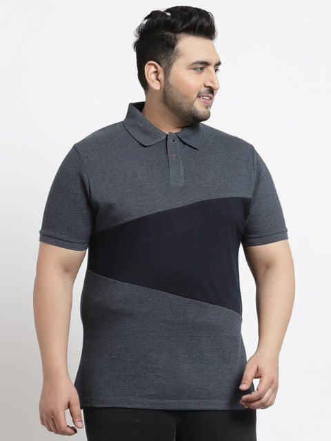 

Kalt Men Blue & stargazer Colourblocked Polo Collar T-shirt