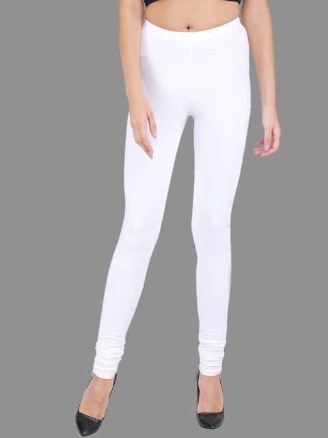 

SPIFFY Women White Solid Churidar-Length Leggings