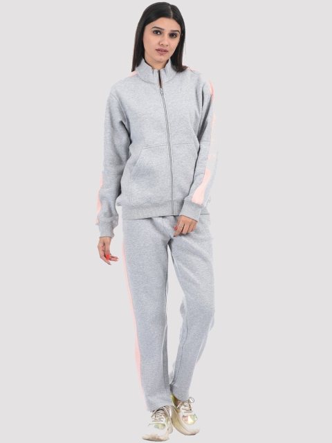 

ONEWAY Women Grey & Pink Color Blocked Cotton Tracksuits