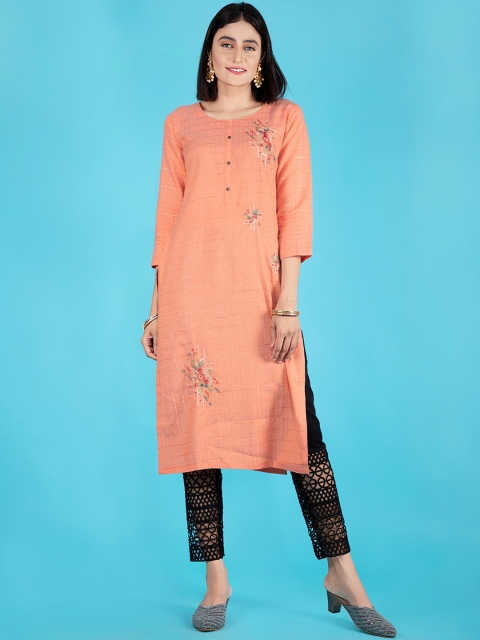

POONAM DESIGNER Women Orange Kurta