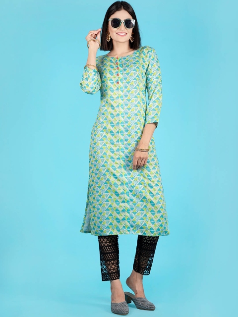 

POONAM DESIGNER Women Multicoloured Keyhole Neck Kurta, Multi