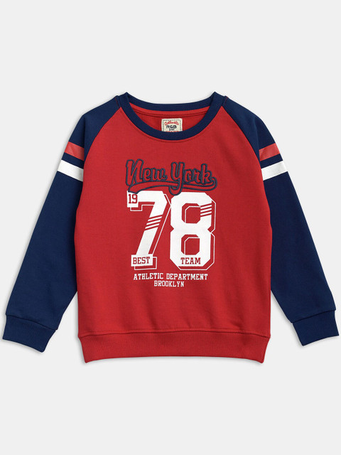 

R&B Boys Red Printed Sweatshirt