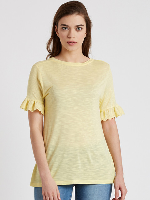 

COVER STORY Women Yellow Solid Top