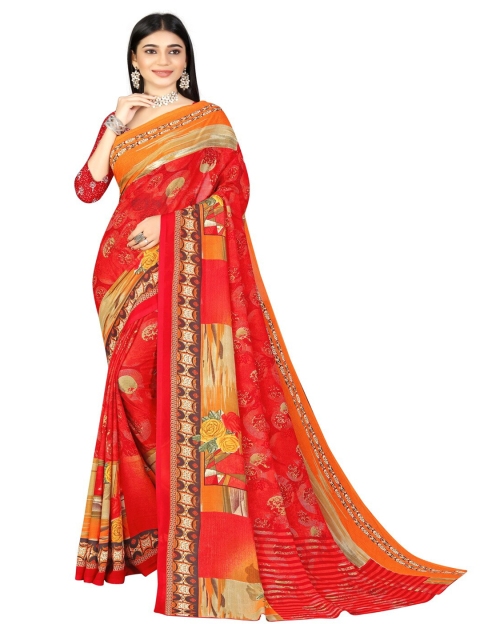 

Abhilasha Red & Orange Floral Saree