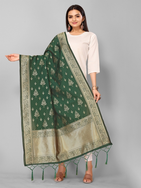 

KALINI Green & Gold-Toned Woven Design Dupatta