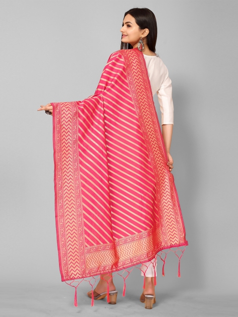 

KALINI Pink & Gold-Toned Woven Design Dupatta