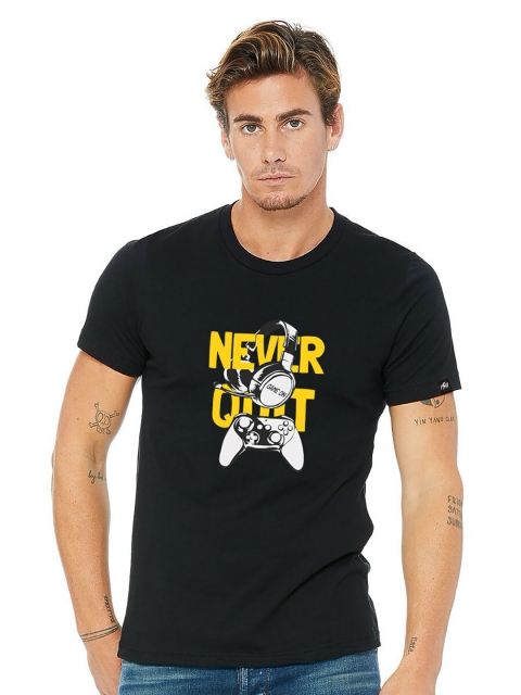 

Planet Superheroes Men Black & Yellow Typography Printed T-shirt