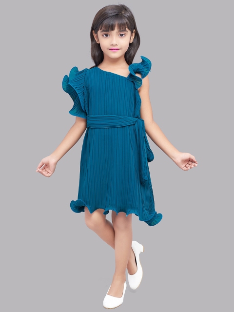 

Pink Chick Teal Georgette A-Line Midi Dress