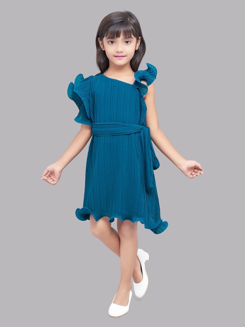 

Pink Chick Teal Georgette A-Line Midi Dress