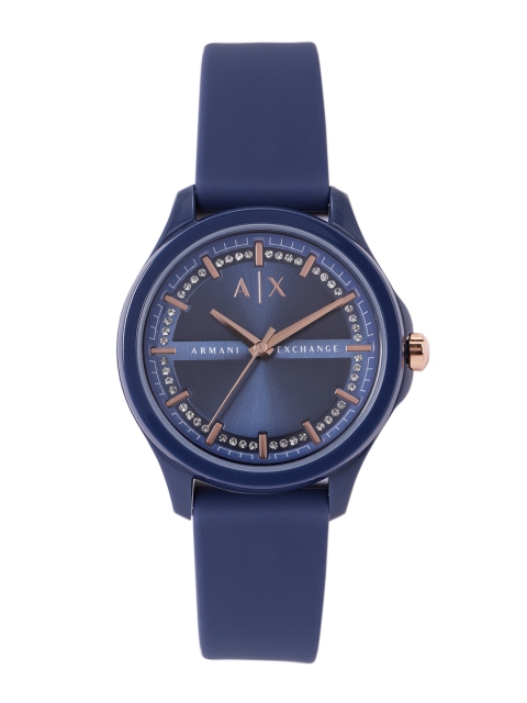 

Armani Exchange Women Blue Embellished Dial & Blue Straps Analogue Watch AX5266, Navy blue