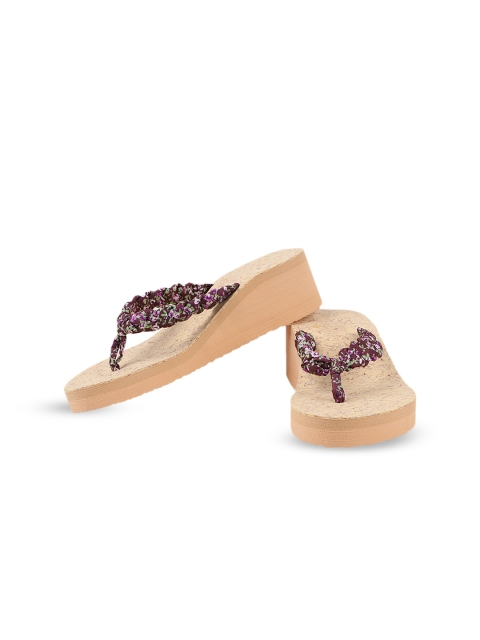 

THE WHITE POLE Purple Embellished Wedge Sandals