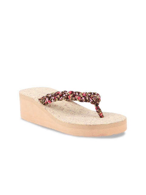 

THE WHITE POLE Brown Embellished Wedge Sandals