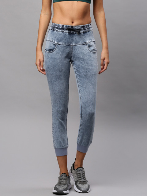 

HRX by Hrithik Roshan Women Blue Mid-Rise Clean Look Stretchable Jogger Jeans