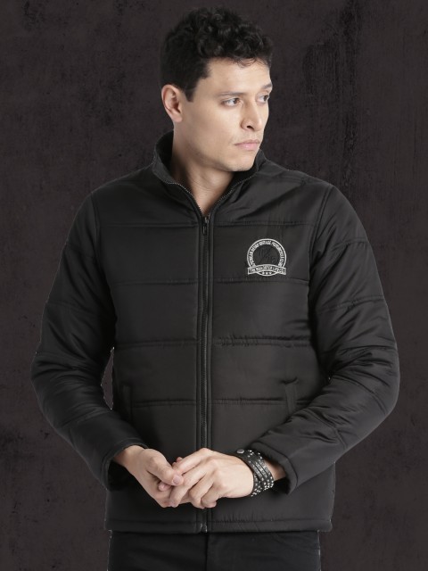 

Roadster Men Black Solid Padded Jacket