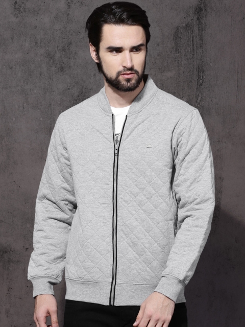 

Roadster Men Grey Melange Solid Quilted Jacket