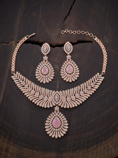 

Kushal's Fashion Jewellery Rose Gold & Pink Rose Gold-Plated Necklace