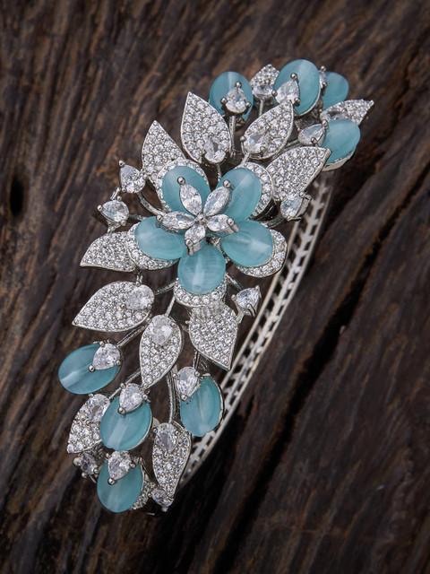 

Kushal's Fashion Jewellery Women Sea Green Cubic Zirconia Kada Bracelet