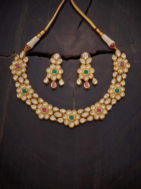 

Kushal's Fashion Jewellery Gold Plated White Necklace Set