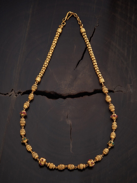 

Kushal's Fashion Jewellery Gold-Toned & Green Silver Silver-Plated Temple Chain