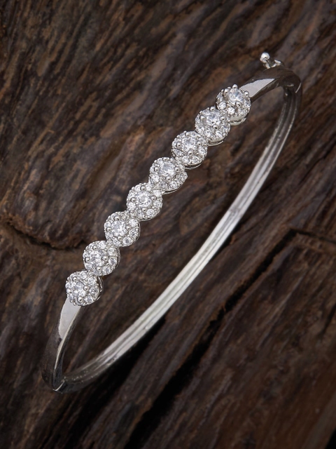 

Kushal's Fashion Jewellery Women White Cubic Zirconia Rhodium-Plated Kada Bracelet