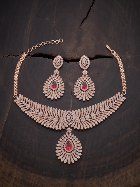

Kushal's Fashion Jewellery Rose Gold-Plated Cubic Zirconia Jewellery Set