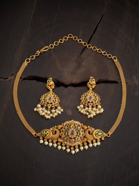 

Kushal's Fashion Jewellery Gold Plated Choker Necklace Set
