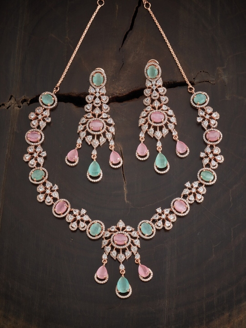 

Kushal's Fashion Jewellery Rose Gold-Plated Cubic Zirconia Jewellery Set