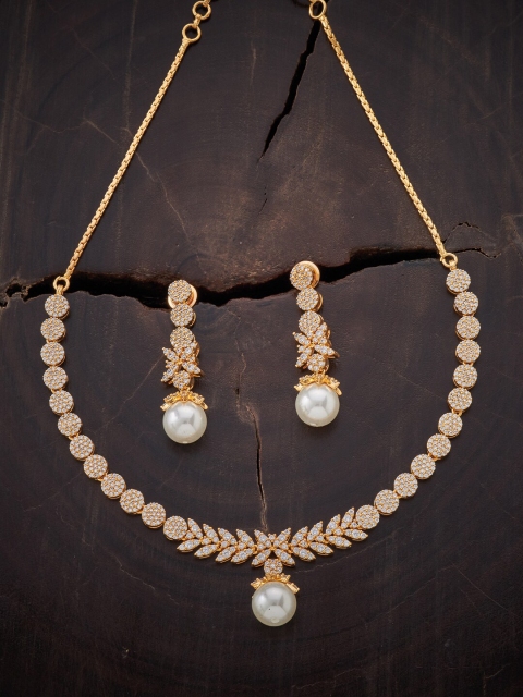 

Kushal's Fashion Jewellery Gold-Plated White Necklace Set
