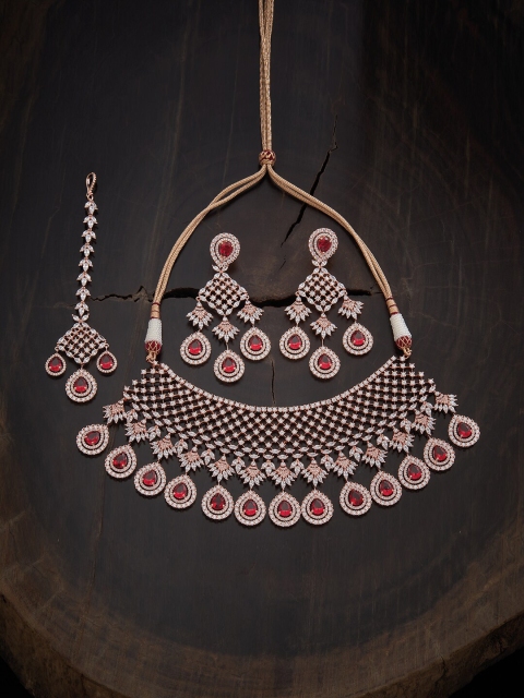

Kushal's Fashion Jewellery Rose-Gold Plated Choker Necklace Set