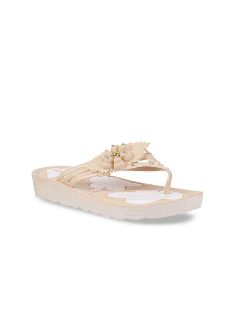 

Try Me Women Beige Embellished Ethnic Open Toe Flats