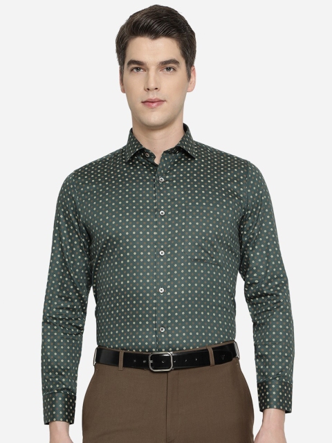 

Greenfibre Men Green Slim Fit Printed Formal Shirt