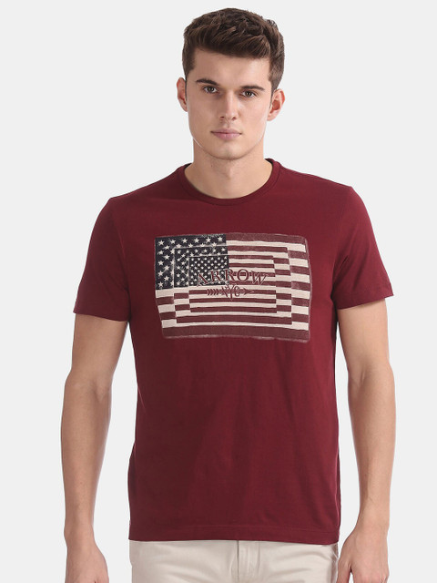 

Arrow Blue Jean Co Men Blue Printed Applique T-shirt