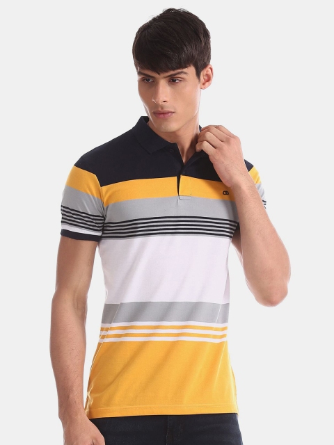 

Ruggers Men Multicoloured Striped Polo Collar T-shirt, Multi