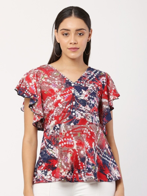 

The Label Bar Multicoloured Floral Print Crepe Top, Multi