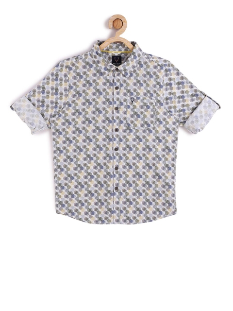 

Allen Solly Junior Boys Cream-Coloured Slim Fit Printed Casual Shirt