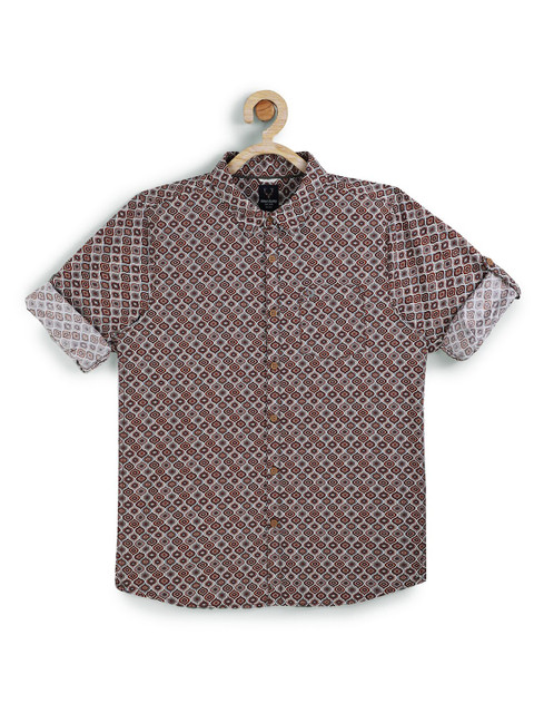 

Allen Solly Junior Boys Brown Slim Fit Printed Casual Shirt