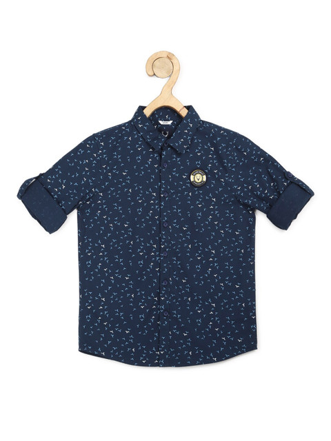 

Allen Solly Junior Boys Navy Blue Slim Fit Printed Casual Shirt