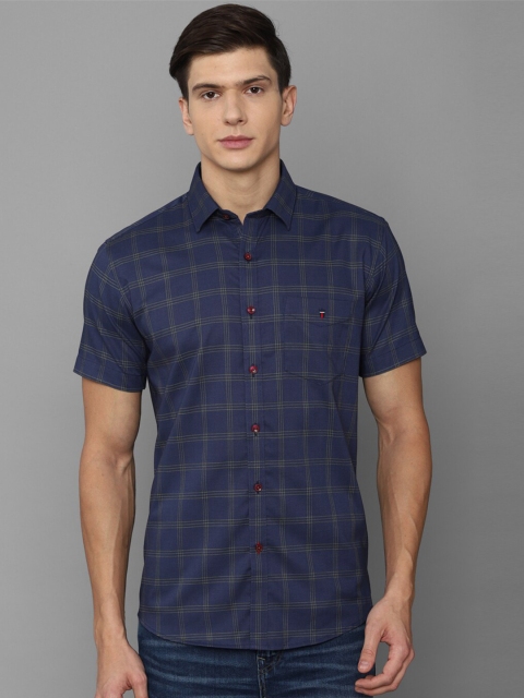 

Louis Philippe Sport Men Navy Blue Slim Fit Windowpane Checks Checked Casual Shirt