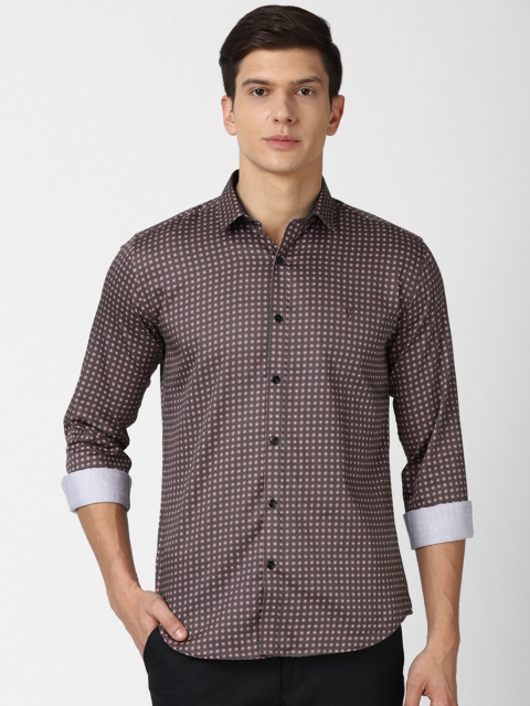 

V Dot Men Grey Slim Fit Printed Casual Shirt